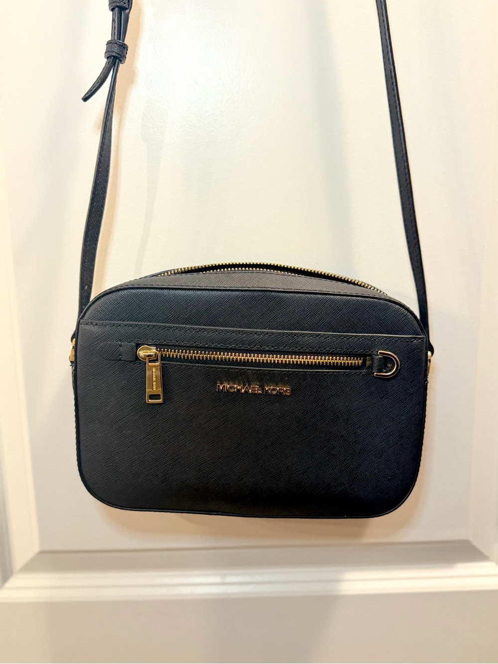 Michael Kors Black Saffiano Crossbody with Gold Hardware